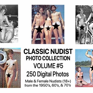 Classic Nudist Photo Collection Volume #5, 250 Digital Photos, Color B/W, Male Female Nudists Naturists (18+) from the 1950's, 60's, & 70's.