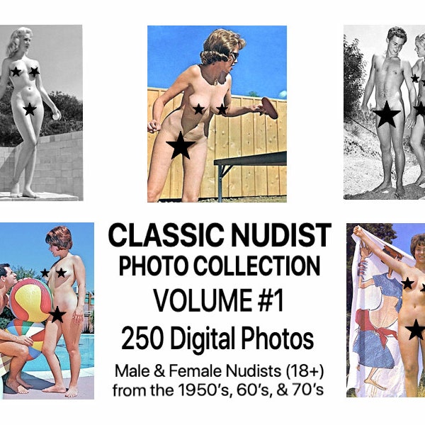 Classic Nudist Photo Collection Volume #1, 250 Digital Photos, Color B/W, Male Female Nudists Naturists (18+) from the 1950's, 60's, & 70’s.