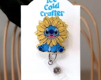 Blue Sunflower Alien Monster badge reel