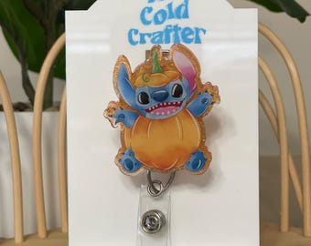 Blue Pumpkin Alien Monster badge reel