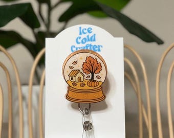 Fall Globe badge reel