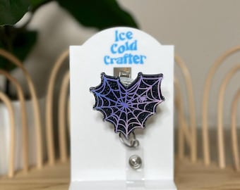 Glow in the dark Spider Web Heart badge reel