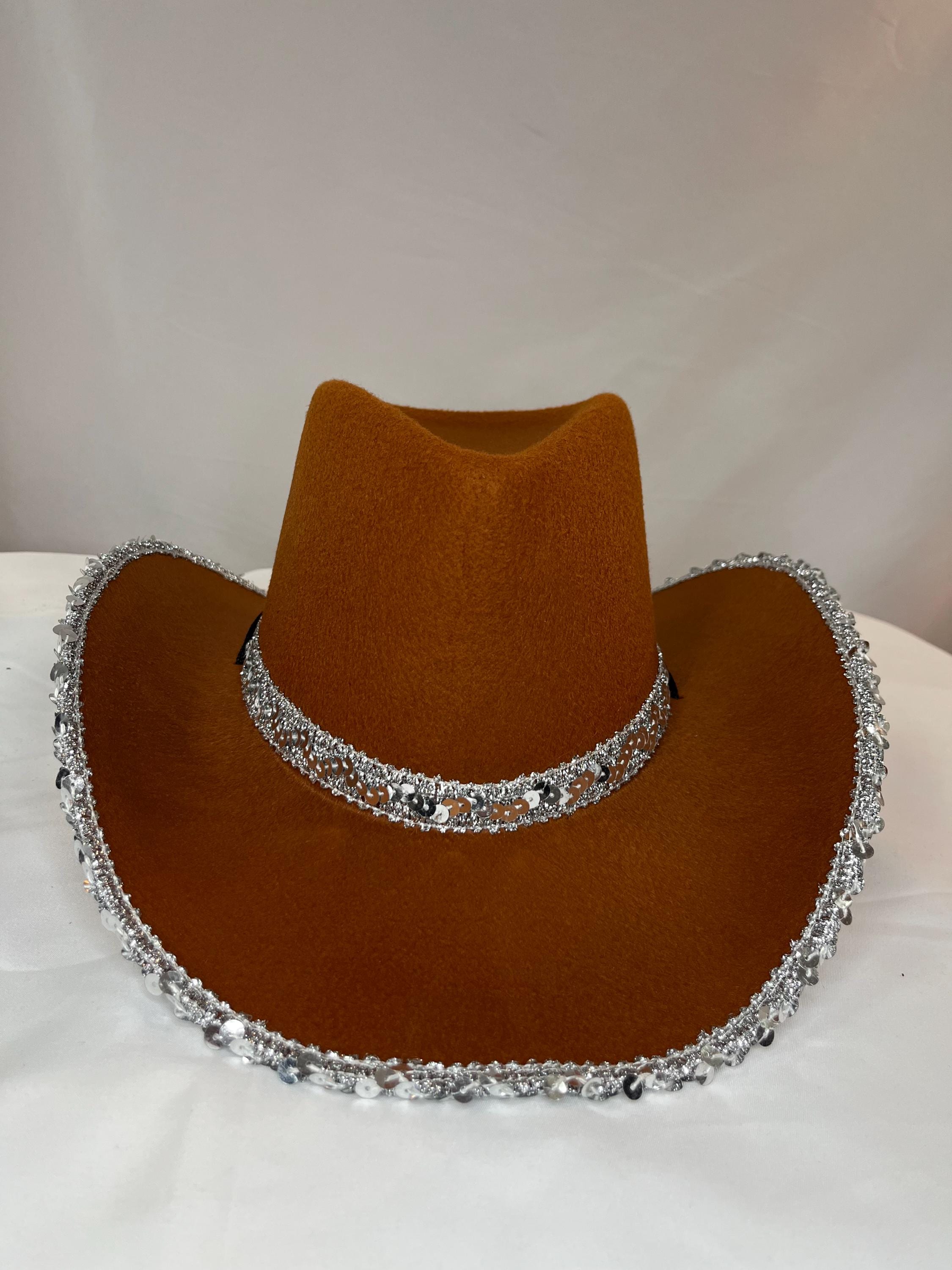 Western Style Rodeo Cowboy Hat With Silver Sequin Trim - Etsy display picture 2