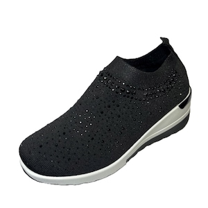 Atalina Black Rhinestone Slip-on Sneaker