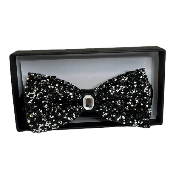 Beige Satin Big Bow Tie with Stone, Best For Wedding or Celebration Suits / Tuxedos