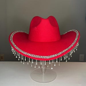 Burgundy Red Rhinestone Star Cowboy Hat | Disco Cowgirl Festival Glam NWT rhinestone-cowgirl-hats-black-  main image 4