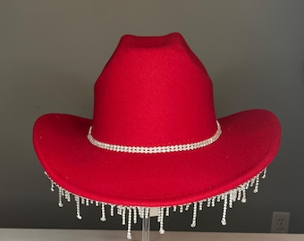 Roter Filz-Bling-Cowboyhut