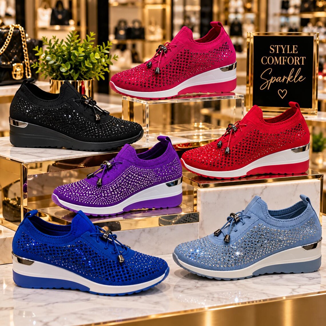 Atalina Rhinestone Sneaker - Bling Sneakers, foto 1 di 5
