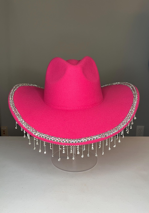 Red Rhinestone Cowgirl Hat With Fringe – Western Rodeo Glam  display picture 2
