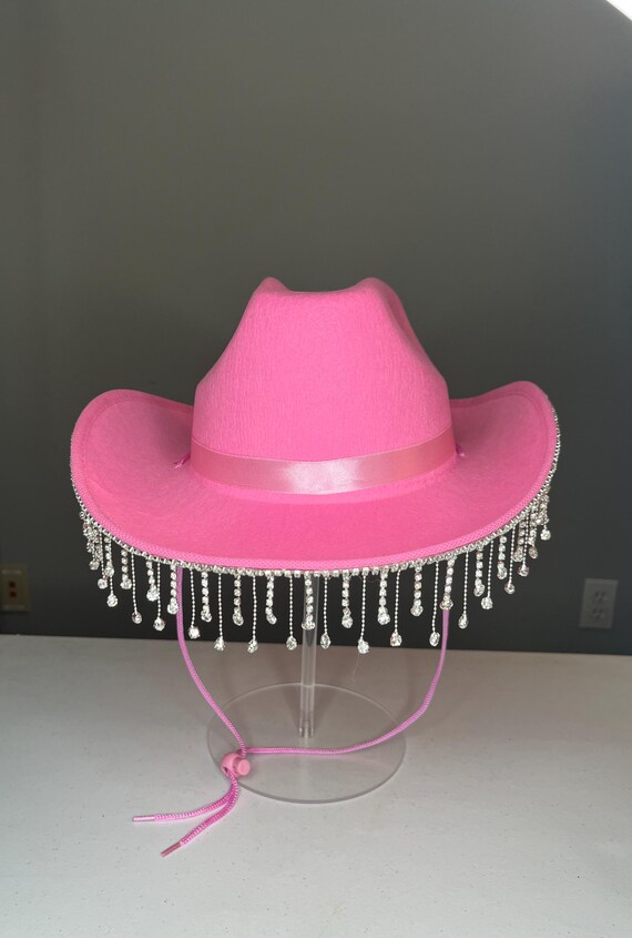 Western Cowboy Hat With Crystal Fringe Hanging Trim - Etsy display picture 3