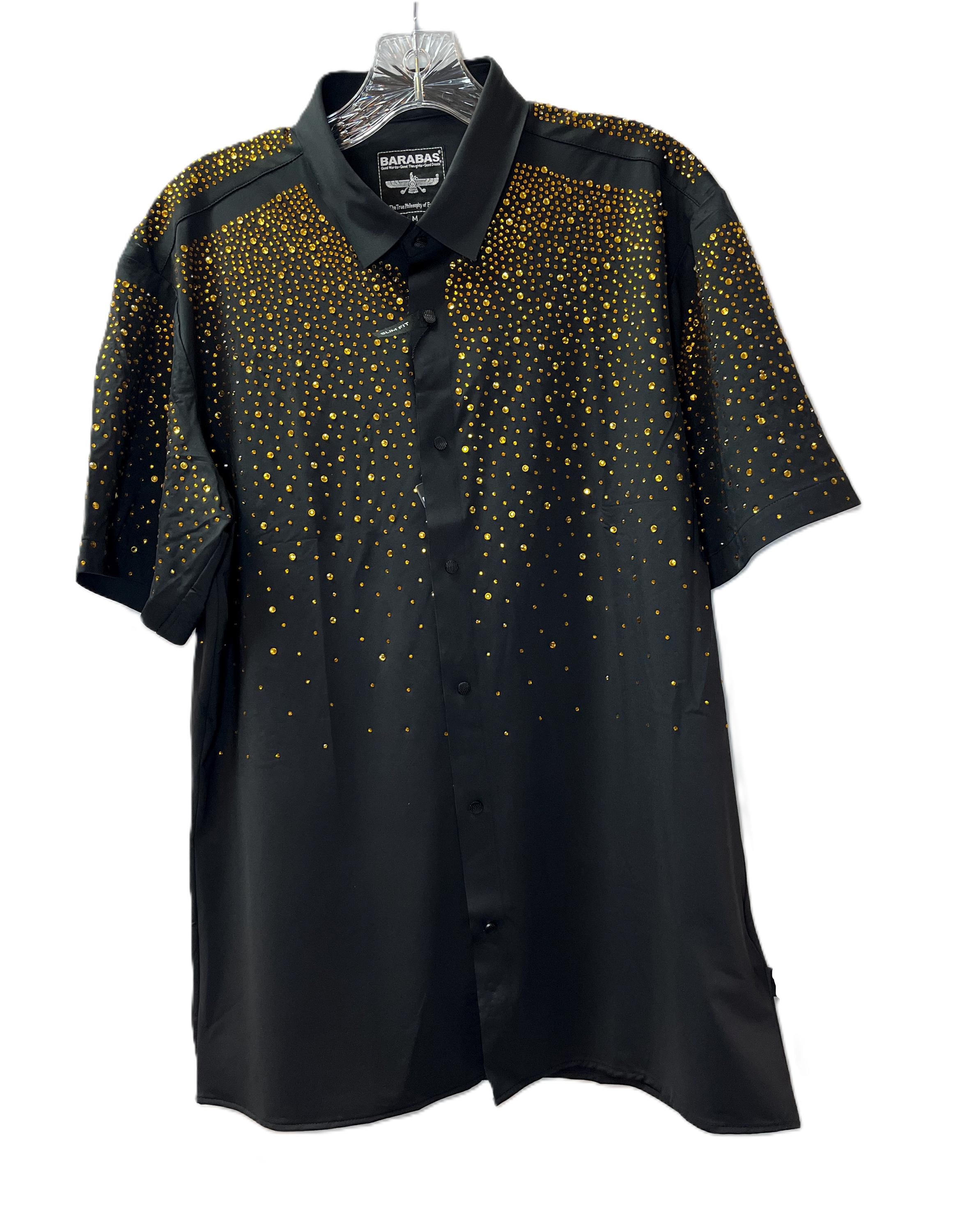 mens glitter dress shirt Inevnen Men's Sequin Dress Shirt Button Down 70s Disco Party Sparkly Metallic Shirts, Size: Medium, Black
