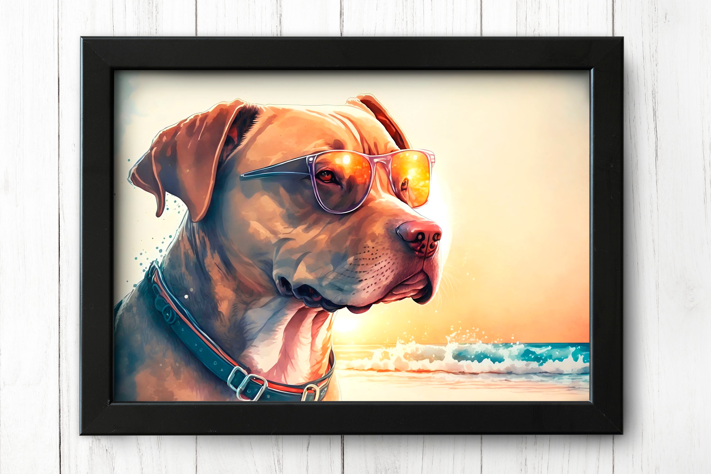Beach Dog in Sunglasses Beach Wall Art Etsy UK