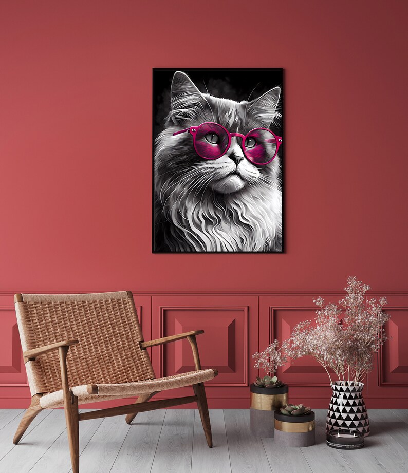 Cat Printable Art Wall Art Printable Modern Art Print Etsy