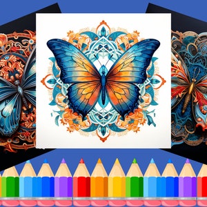 Mandala Butterfly Coloring Pages | 50 Digital Pages for Adults and Teens | Printable PDF | Instant Instant Download