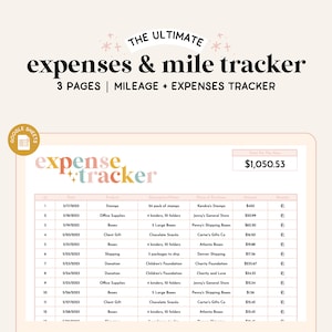 Expenses Spreadsheet | Google Sheets | Mile Tracker | Tax Deduction Tracker | Business Spreadsheet | Expenses Spreadsheet | Mileage Tracker