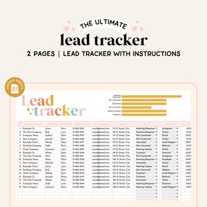 Lead Tracker Spreadsheet | Google Sheets | Client Sales Tracker | Lead Generation Tracker | College Spreadsheet | Sales Lead Spreadsheet |