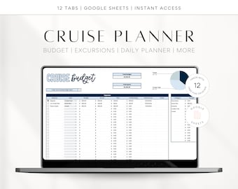 Planificador de cruceros en hoja de cálculo / Planificador de cruceros en hoja de cálculo de Google / Planificador de cruceros familiares / Lista de equipaje para cruceros de vacaciones / Presupuesto de crucero