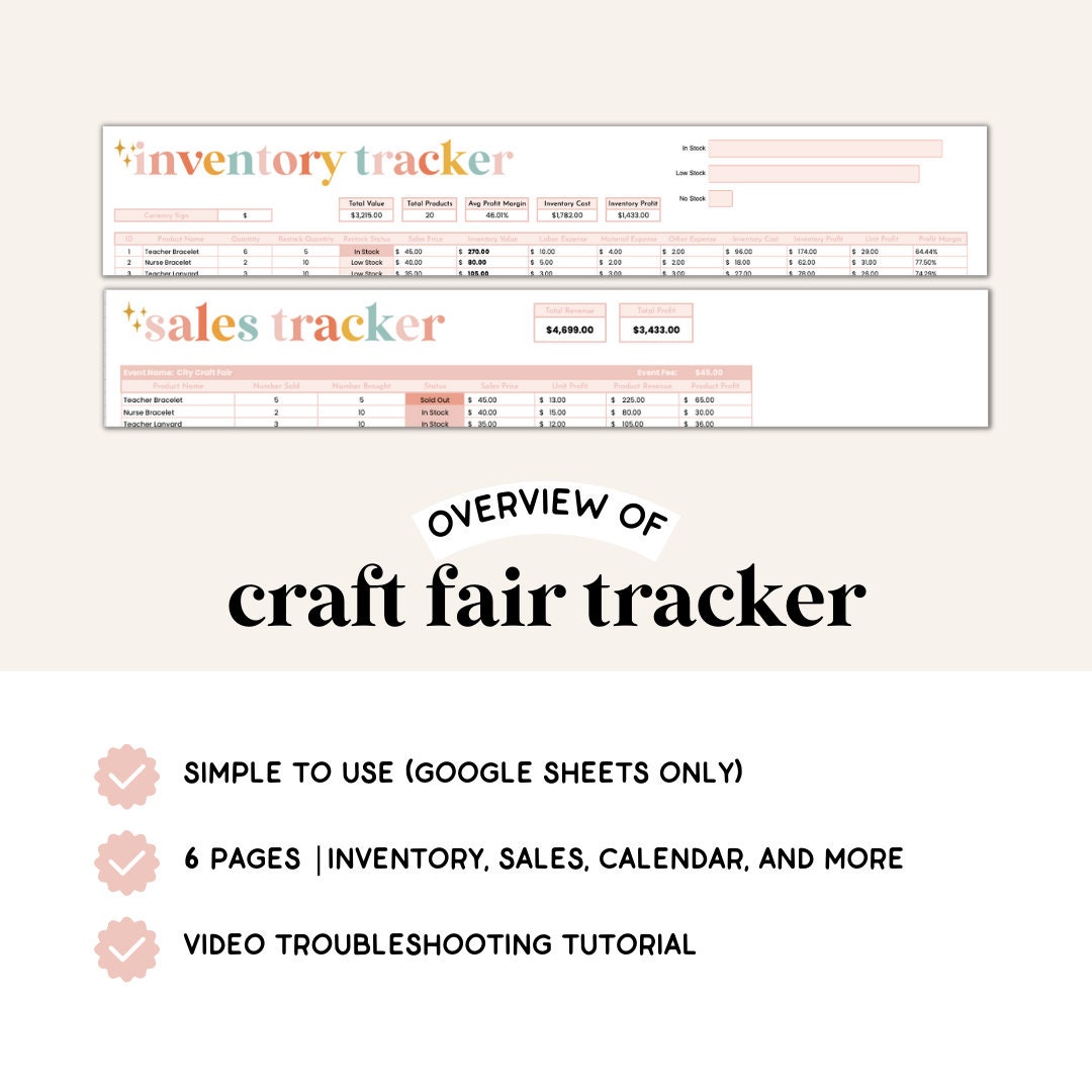 Craft Fair Tracker | Craft Vendor Spreadsheet | Craft Market Kit ...