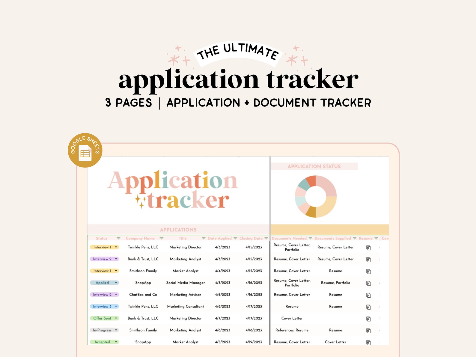 Job Application Tracker Spreadsheet | Google Sheets | Job Tracker ...