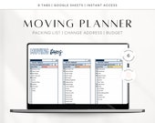 Moving Planner Spreadsheet | Google Spreadsheet | Home Moving | Packing Boxes | Moving Checklist | New Home Planning | Moving Planning