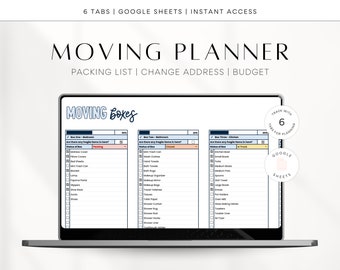 Moving Planner Spreadsheet | Google Spreadsheet | Home Moving | Packing Boxes | Moving Checklist | New Home Planning | Moving Planning