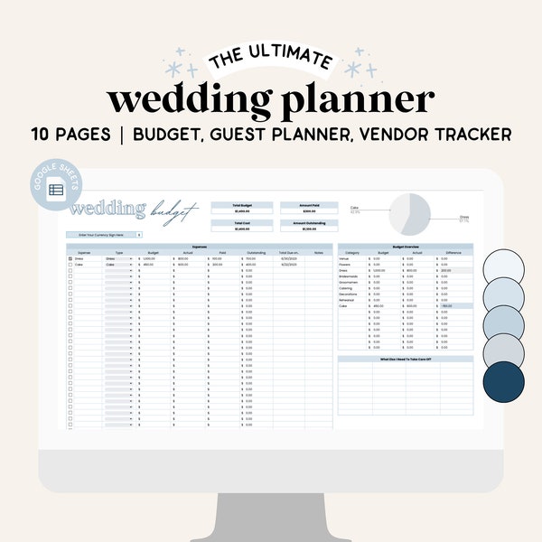 Wedding Spreadsheet ALL IN ONE - Google Sheets, Wedding Guest List, Wedding Planner, Wedding Budget, Wedding Checklist, Digital Planner