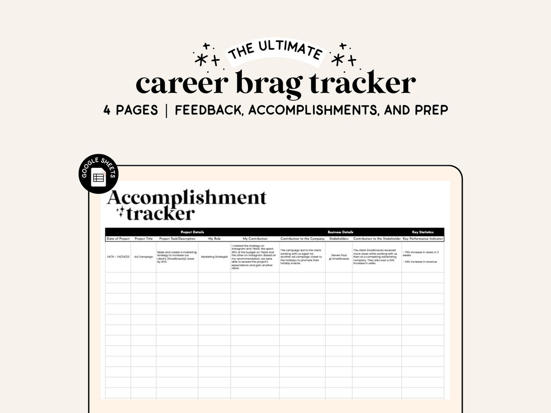 Brag Sheet Spreadsheet Google Sheets Tracker Career Brag Sheet Spreadsheet Google Sheets Tracker Career