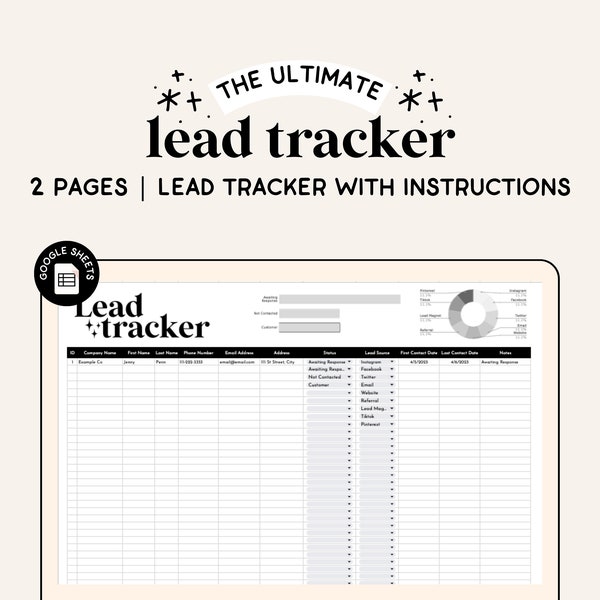 Lead Tracker Spreadsheet | Google Sheets | Client Sales Tracker | Lead Generation Tracker | College Spreadsheet | Sales Lead Spreadsheet |