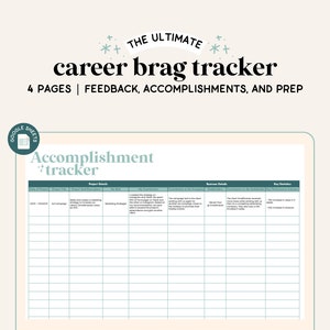 Brag Sheet Spreadsheet | Google Sheets | Accomplishment Tracker | Career Tracker | Results Tracker | Career Development | Brag Book Template