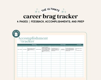 Brag Sheet Spreadsheet | Google Sheets | Leistung Tracker | Karriere Tracker | Ergebnisse Tracker | Karriereentwicklung | Prahlbuch Vorlage