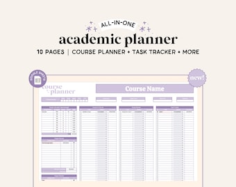Planificador académico 2026-2027 / Hojas de cálculo de Google / Seguimiento de tareas / Planificador de cursos / Hoja de cálculo de tareas / Hoja de cálculo universitaria
