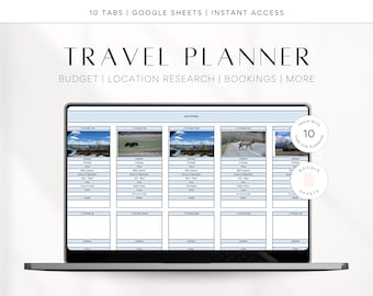 Foglio di calcolo per pianificatore di viaggio / Itinerario di viaggio su Google Spreadsheet / Pianificatore di viaggi in famiglia / Elenco di cose da mettere in valigia per le vacanze / Budget di viaggio per il piano delle vacanze