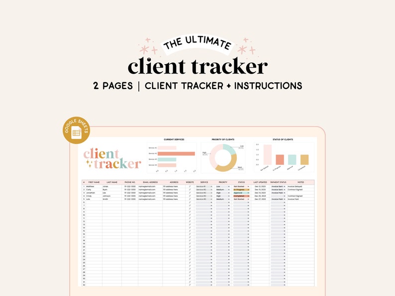 Client Card Or Chart Client Spreadsheet | Client Tracker | Client Relationship Management ...