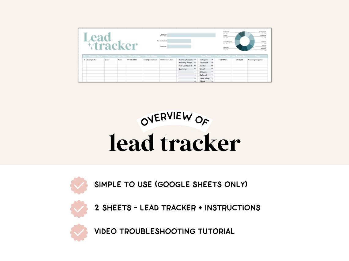 Lead Tracker Spreadsheet | Google Sheets | Client Sales Tracker | Lead ...