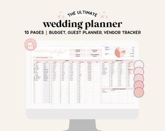 Wedding Spreadsheet ALL IN ONE - Google Sheets, Wedding Guest List, Wedding Planner, Wedding Budget, Wedding Checklist, Digital Planner