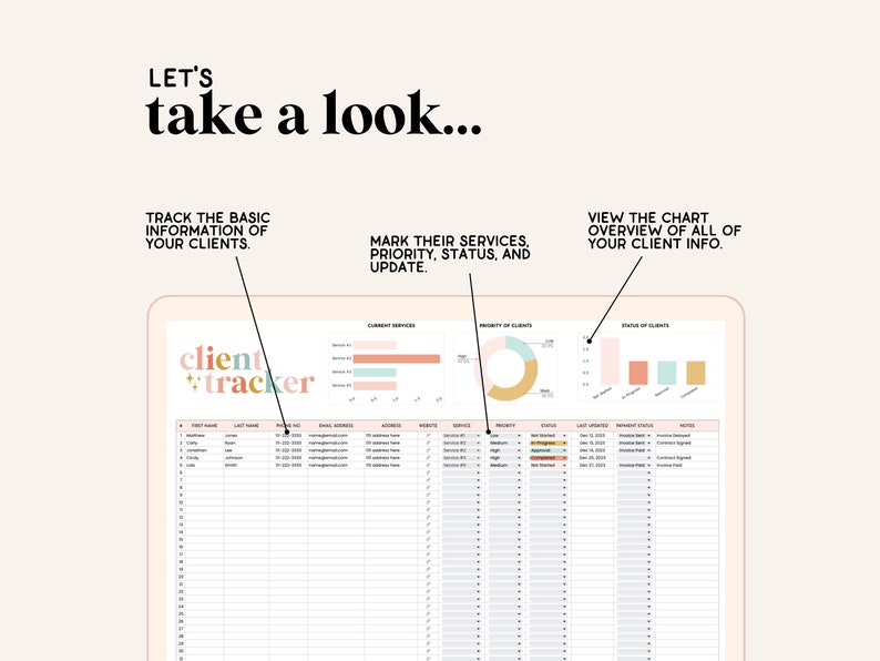 Client Card Or Chart Client Spreadsheet | Client Tracker | Client Relationship Management ...
