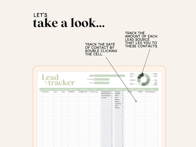 Lead Tracker Spreadsheet | Google Sheets | Client Sales Tracker | Lead ...