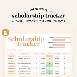 Scholarship Spreadsheet | Google Sheets | School Tracker | School Scholarship Tracker | College Spreadsheet | Student Spreadsheet |