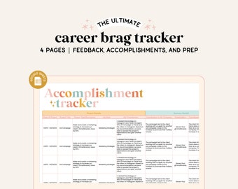 Brag Sheet Spreadsheet | Google Sheets | Accomplishment Tracker | Career Tracker | Results Tracker | Career Development | Brag Book Template