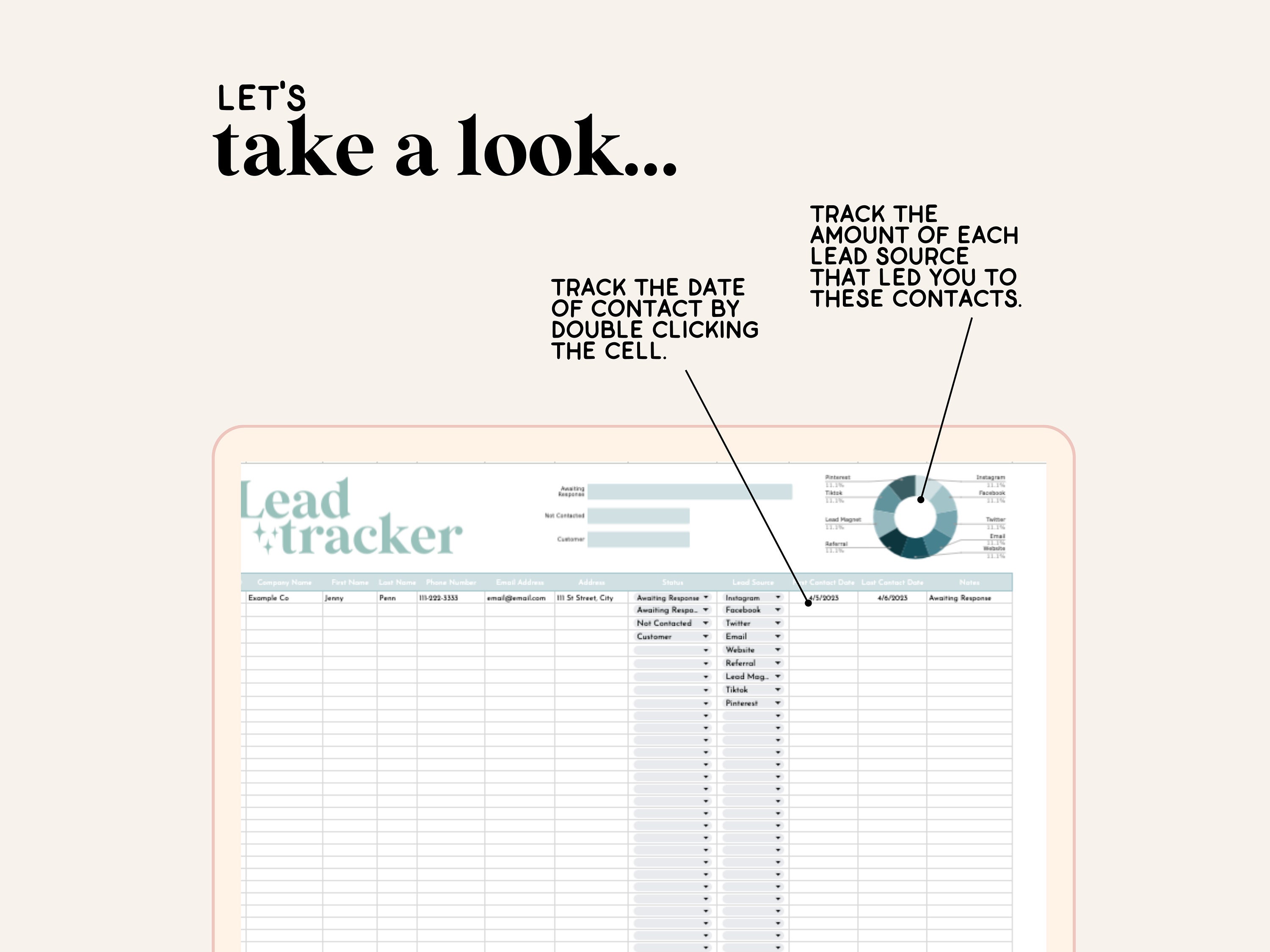 Lead Tracker Spreadsheet | Google Sheets | Client Sales Tracker | Lead ...