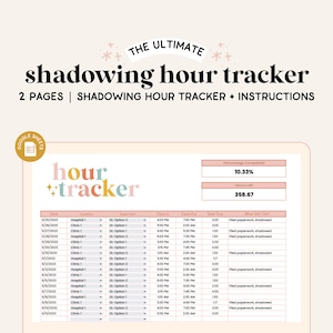 Shadowing Log Tracker | Clinical Supervision Hour Tracker | Interning Hour Tracker | Volunteer Hour Log | Google Spreadsheet | Hour Tracker
