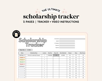 Hoja de cálculo de becas / Hojas de cálculo de Google / Rastreador escolar / Rastreador de becas escolares / Hoja de cálculo universitaria / Hoja de cálculo de estudiantes / Gris