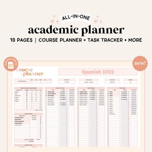 2025-2026 Academic Planner Spreadsheet | Google Sheets | Assignment Tracker | Course Planner | Task Spreadsheet | College Spreadsheet