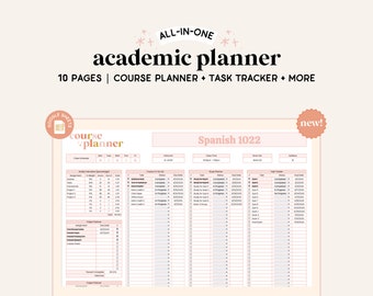 NEW Academic Planner Spreadsheet | Google Sheets | Assignment Tracker | Course Planner | Task Spreadsheet | College Spreadsheet | University