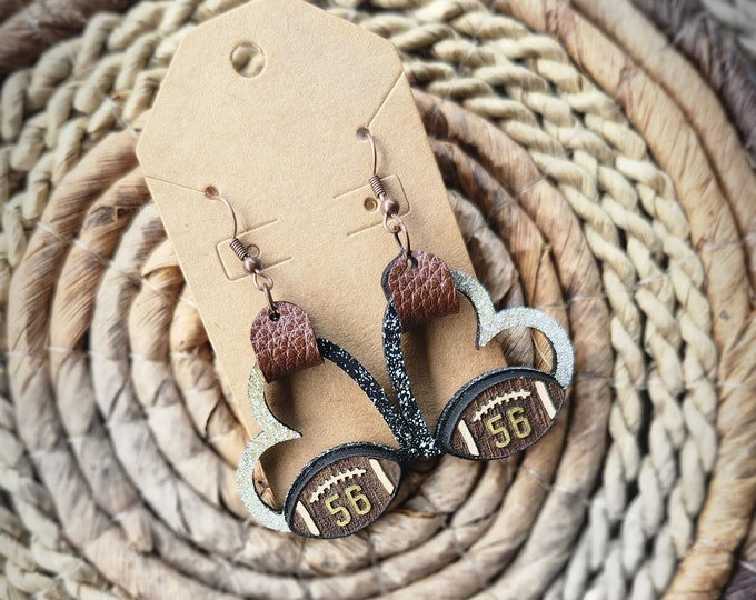 Custom Football |  Basketball, Baseball, Softball, Volleyball, Soccer Earrings | Personalized Number Earrings | Mother's Day Gift