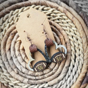 Custom Football |  Basketball, Baseball, Softball, Volleyball, Soccer Earrings | Personalized Number Earrings | Game Day Earrings