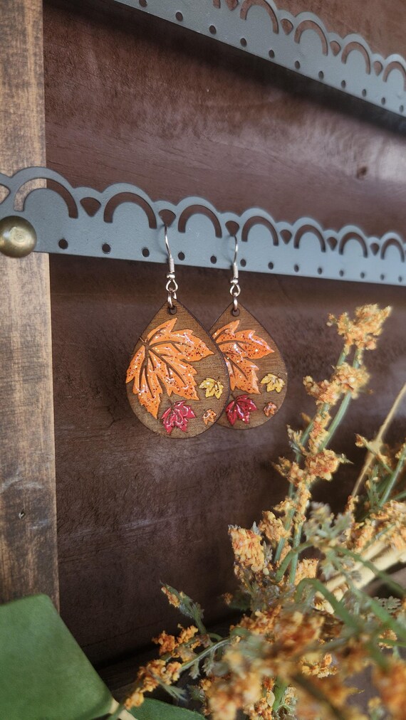Leaf Earrings | Fall Leaves | Fall Birthday Gift | Teardrop Earrings | Autumn Earrings | Thanksgiving Jewelry
