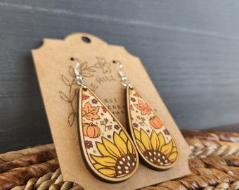 Fall Earrings | Pumpkin Earrings | Whimsical Fall Earrings | Teardrop Earrings | Fall Birthday Gift | Autumn Earrings