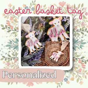 Easter Basket Name Tag, Little Lamb Tag, Easter 2025, Baby&#39;s First Easter, Personalized Easter Basket, Storybook Animal, Easter Finds