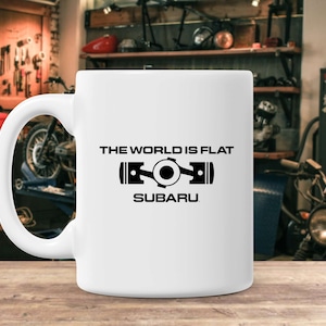 Subaru coffee mug - The world is flat